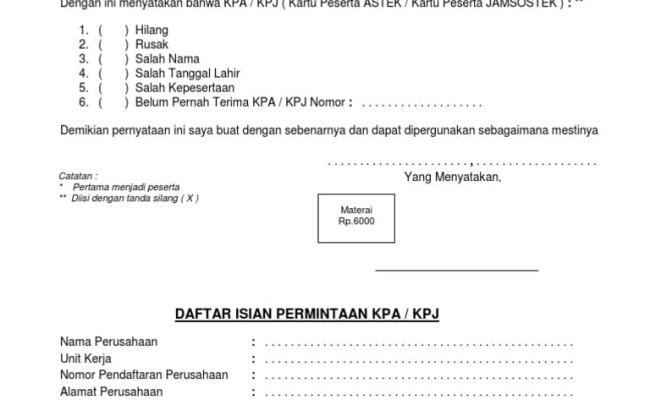 Detail Contoh Surat Pernyataan Tidak Ikut Bpjs Nomer 50