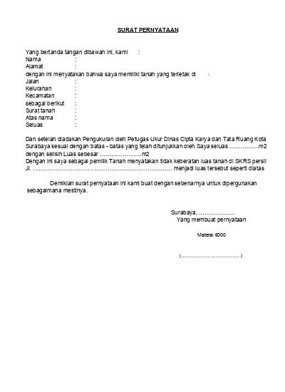 Detail Contoh Surat Pernyataan Tidak Keberatan Dari Pemilik Tanah Nomer 15