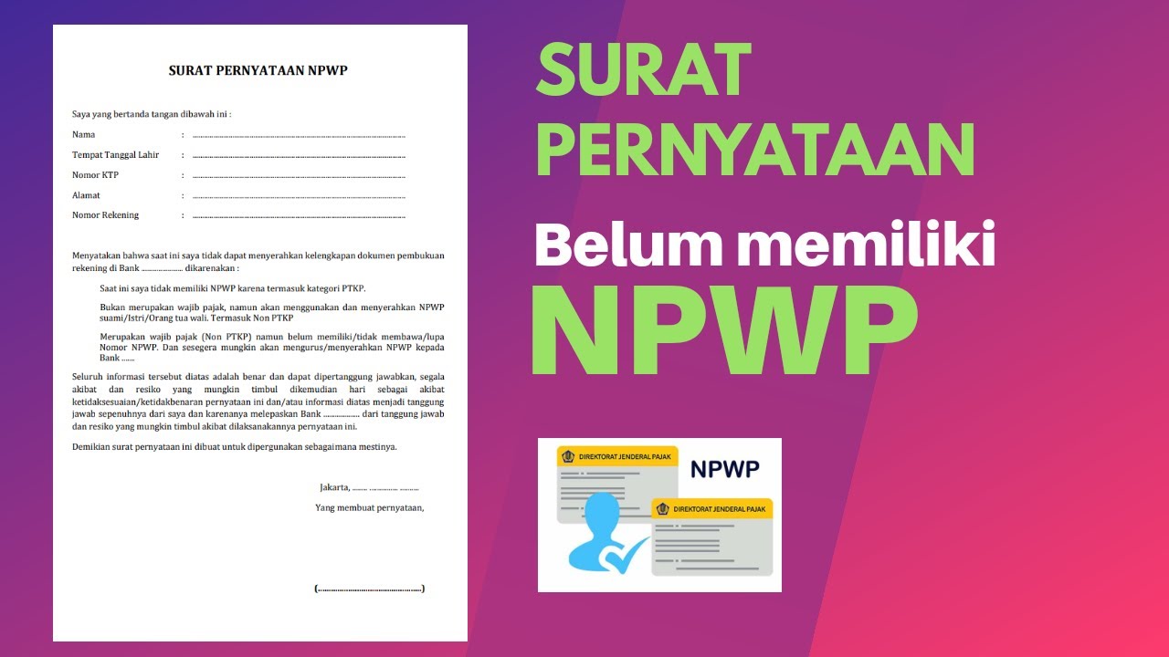 Detail Contoh Surat Pernyataan Tidak Memiliki Npwp Nomer 13