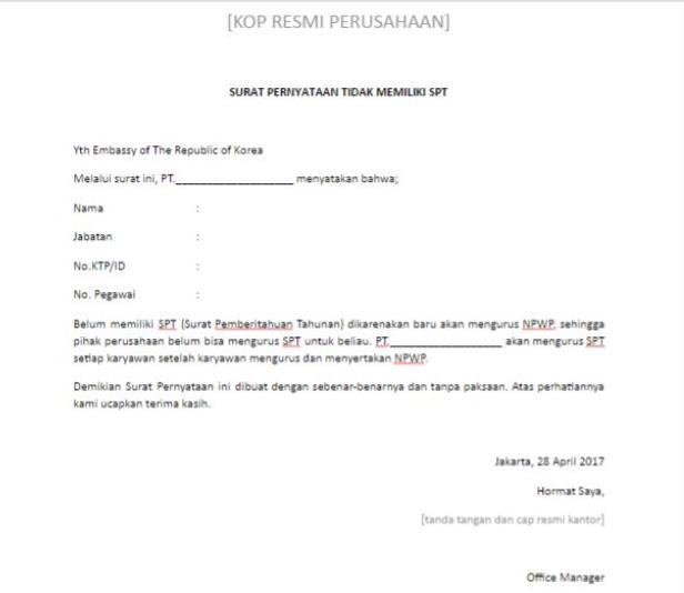 Detail Contoh Surat Pernyataan Tidak Memiliki Npwp Nomer 16