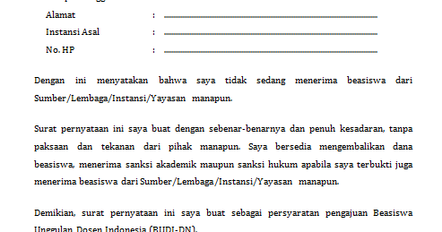 Detail Contoh Surat Pernyataan Tidak Menerima Beasiswa Nomer 36