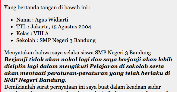 Detail Contoh Surat Pernyataan Tidak Mengerjakan Pr Nomer 2