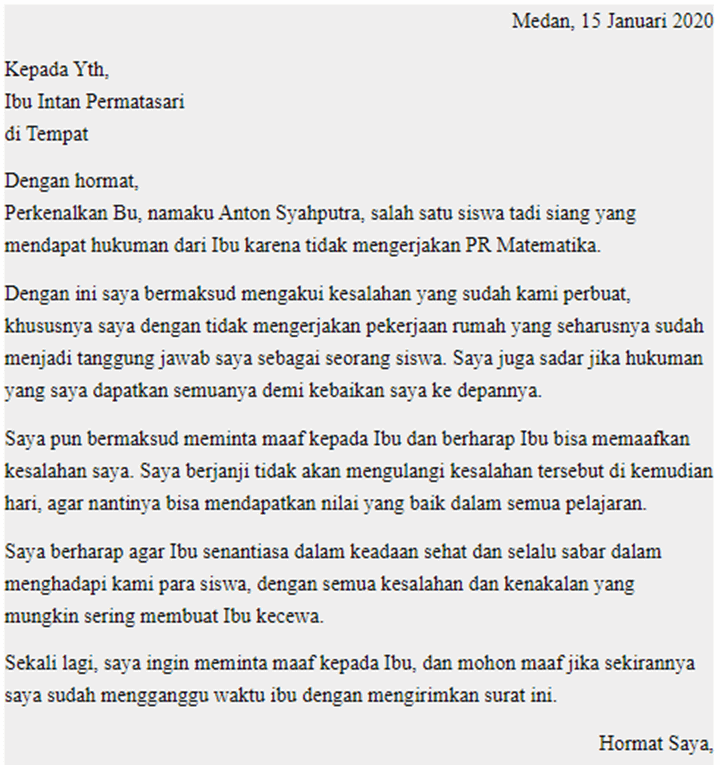 Detail Contoh Surat Pernyataan Tidak Mengerjakan Pr Nomer 16