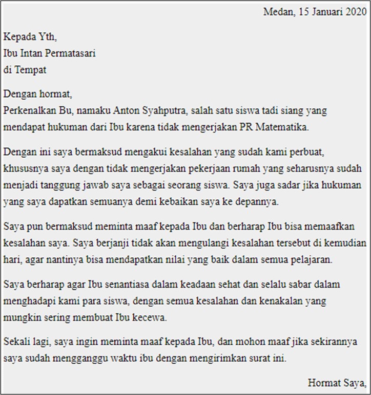 Detail Contoh Surat Pernyataan Tidak Mengerjakan Pr Nomer 18