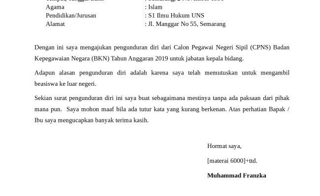 Detail Contoh Surat Pernyataan Tidak Menuntut Jabatan Nomer 27