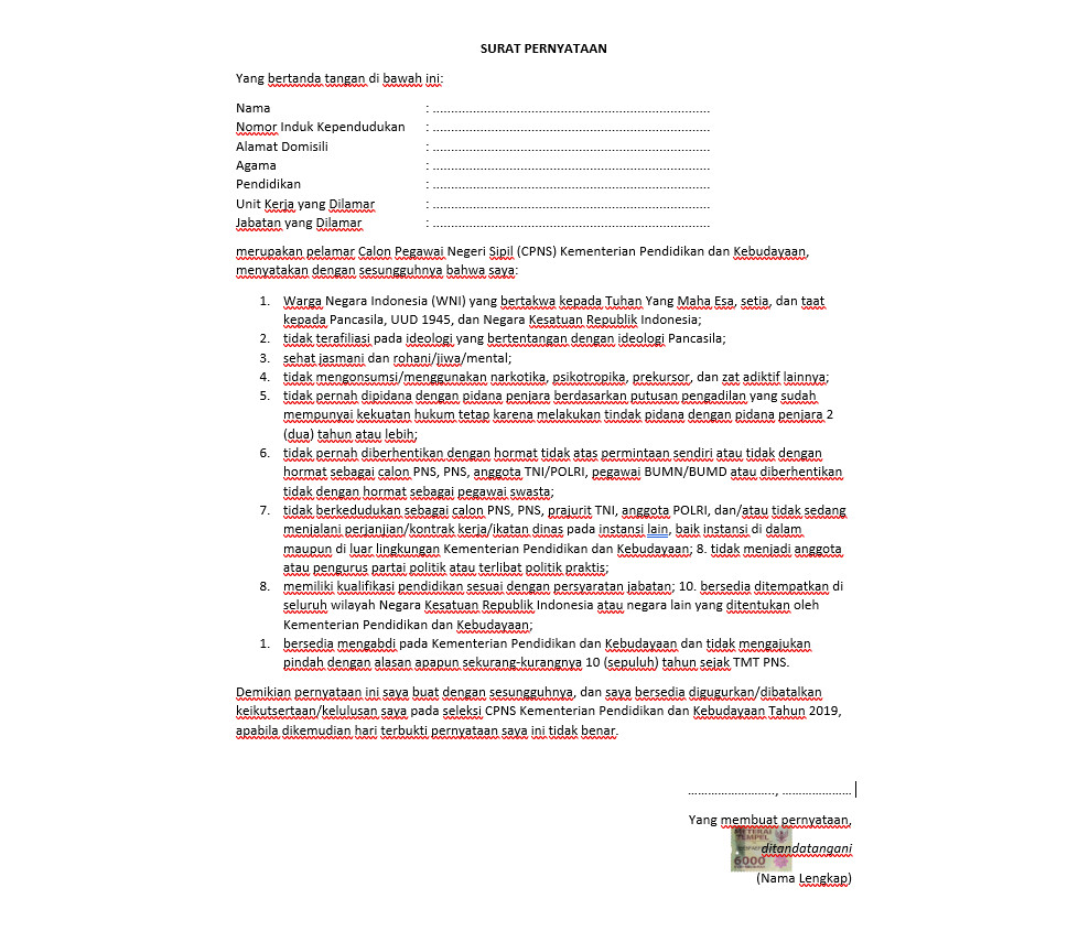 Detail Contoh Surat Pernyataan Tidak Menuntut Jabatan Nomer 29