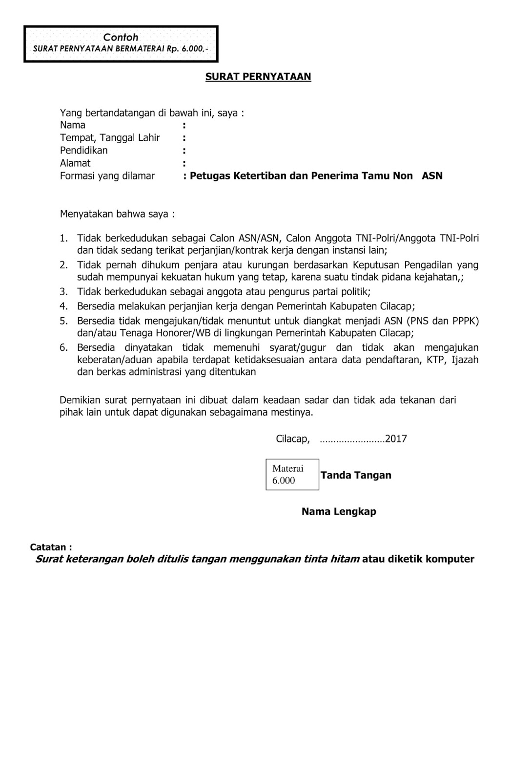 Detail Contoh Surat Pernyataan Tidak Menuntut Pns Nomer 10