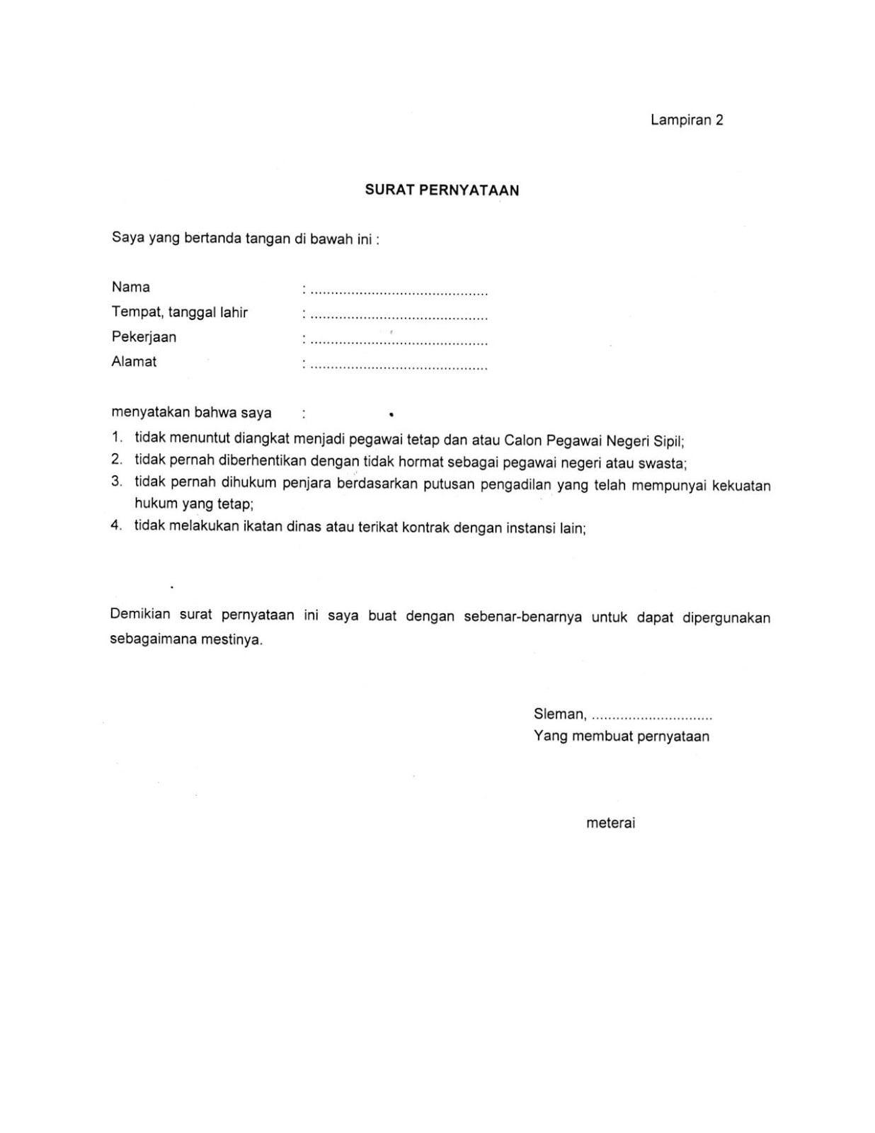 Detail Contoh Surat Pernyataan Tidak Menuntut Pns Nomer 11