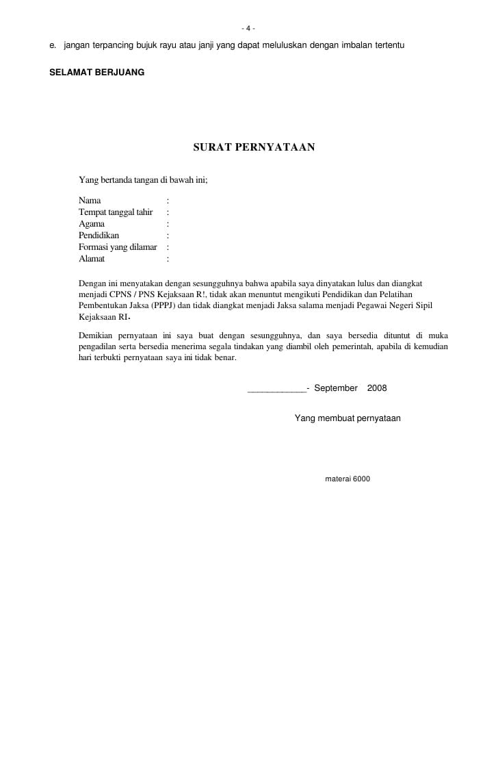 Detail Contoh Surat Pernyataan Tidak Menuntut Pns Nomer 13