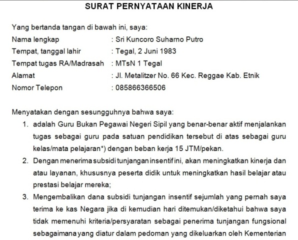 Detail Contoh Surat Pernyataan Tidak Menuntut Pns Nomer 25