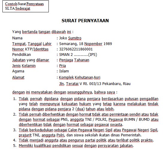 Detail Contoh Surat Pernyataan Tidak Menuntut Pns Nomer 27
