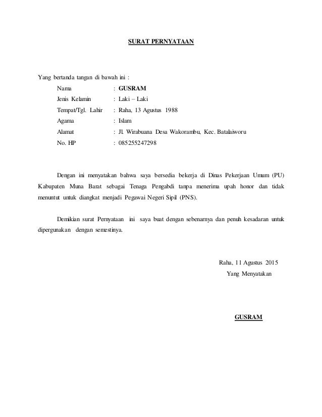 Detail Contoh Surat Pernyataan Tidak Menuntut Pns Nomer 8