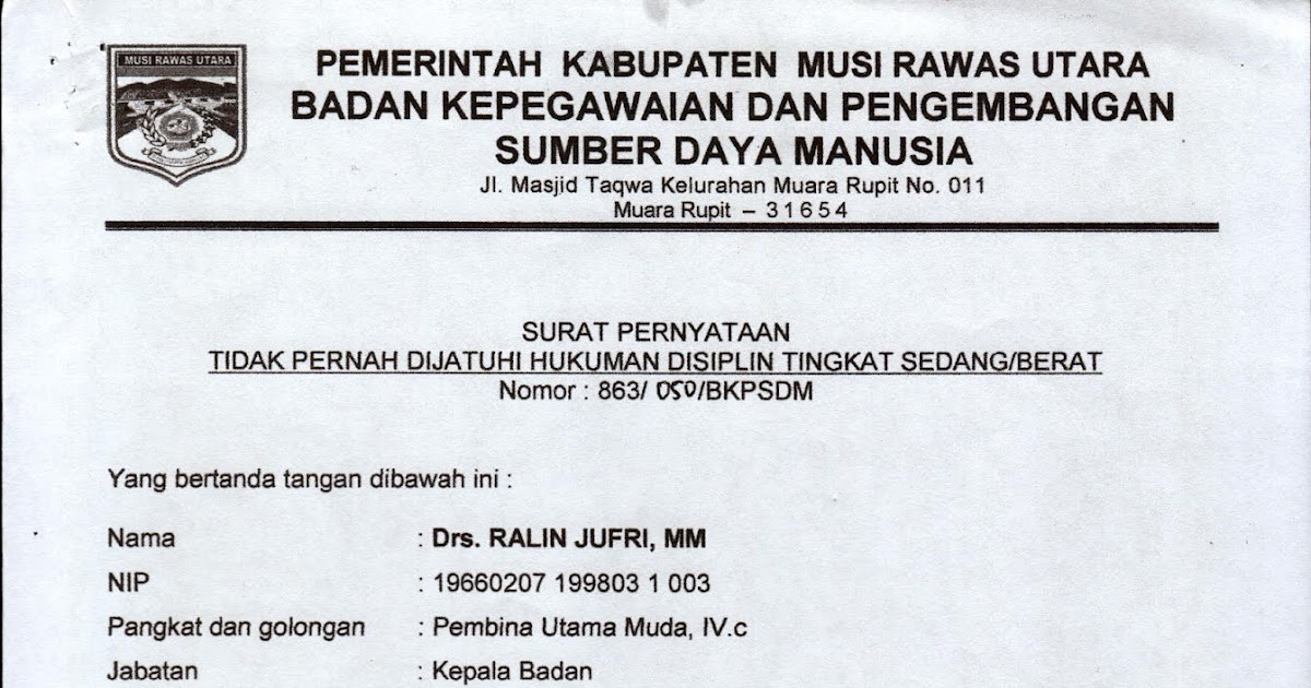 Detail Contoh Surat Pernyataan Tidak Pernah Dijatuhi Hukuman Disiplin Nomer 10