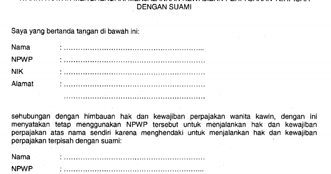 Detail Contoh Surat Pernyataan Tidak Pisah Harta Nomer 11