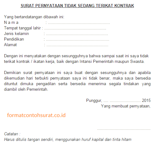 Detail Contoh Surat Pernyataan Tidak Terikat Kontrak Nomer 20