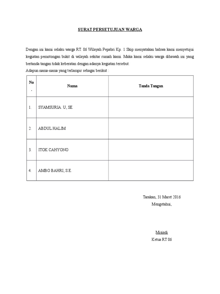 Detail Contoh Surat Pernyataan Warga Nomer 8