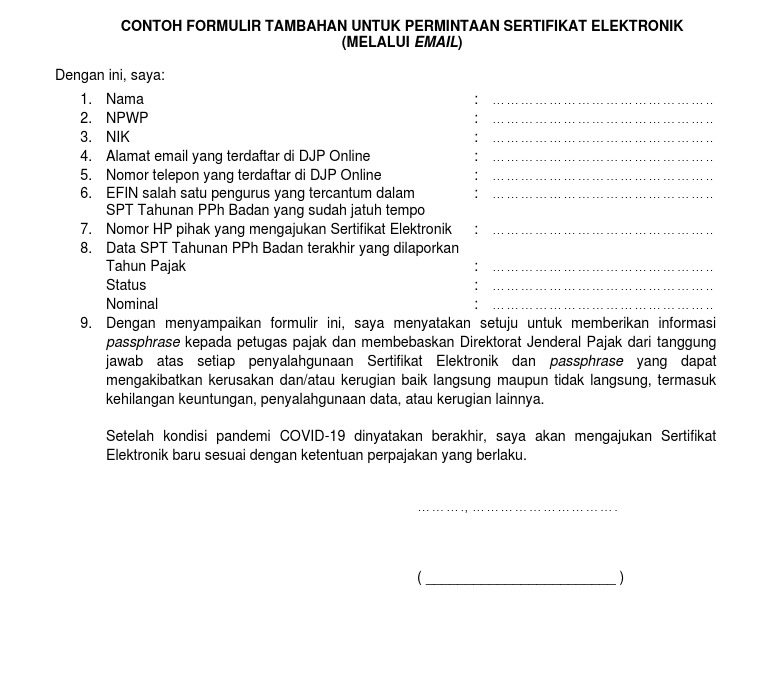 Detail Contoh Surat Perpanjangan Sertifikat Elektronik Pajak Nomer 25