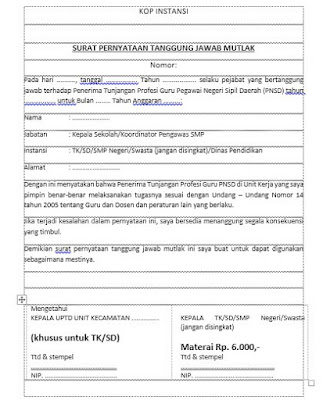 Detail Contoh Surat Pertanggungjawaban Mutlak Kepala Sekolah Nomer 6