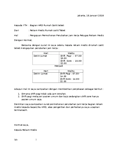 Detail Contoh Surat Perubahan Jam Kerja Nomer 33