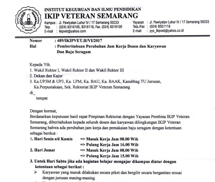 Detail Contoh Surat Perubahan Jam Kerja Nomer 34