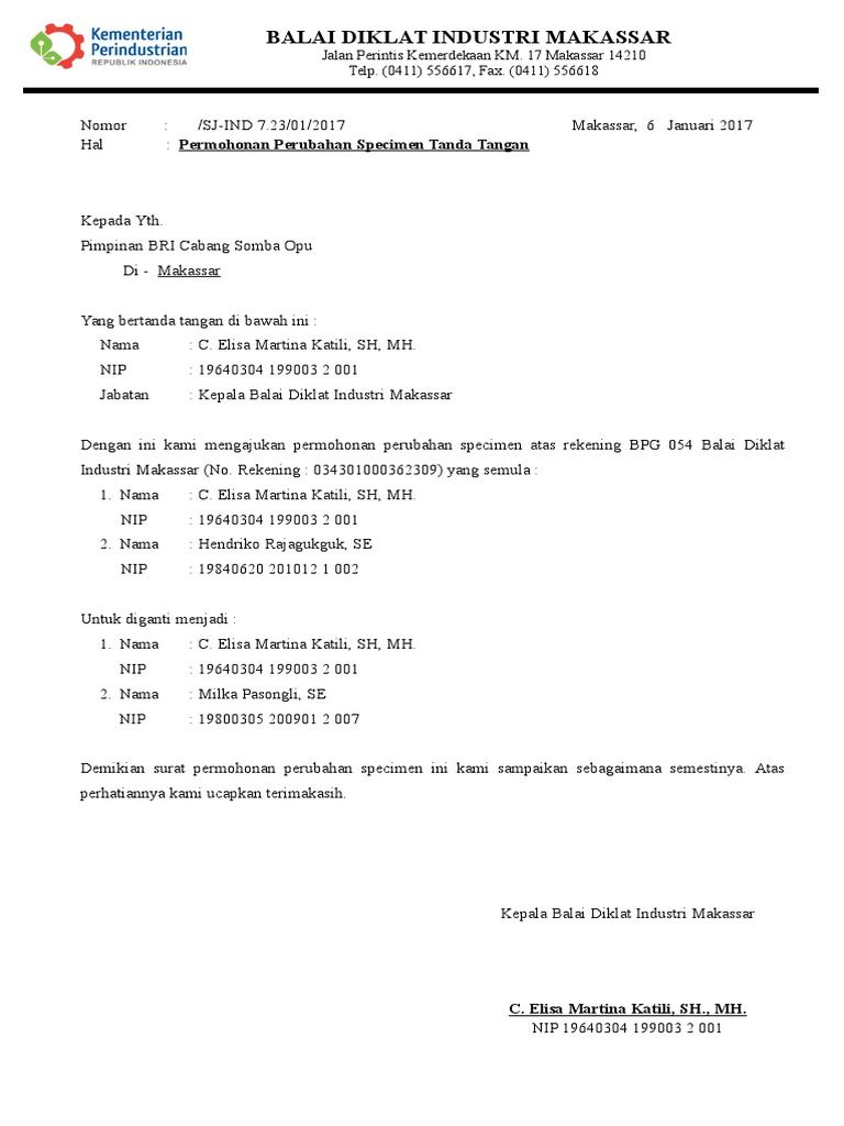 Detail Contoh Surat Perubahan Rekening Nomer 14