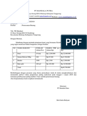 Detail Contoh Surat Pesanan Bahan Bangunan Nomer 12