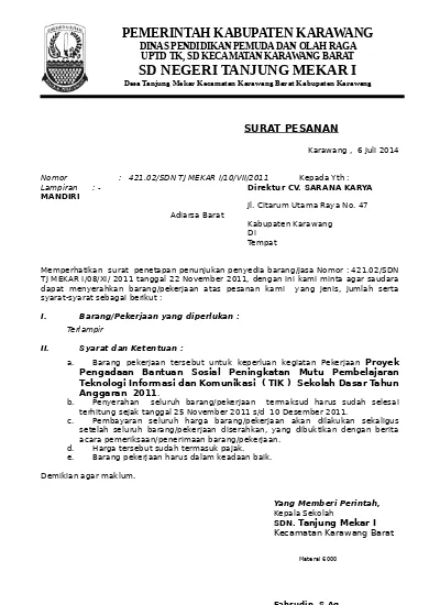Detail Contoh Surat Pesanan E Purchasing Nomer 14