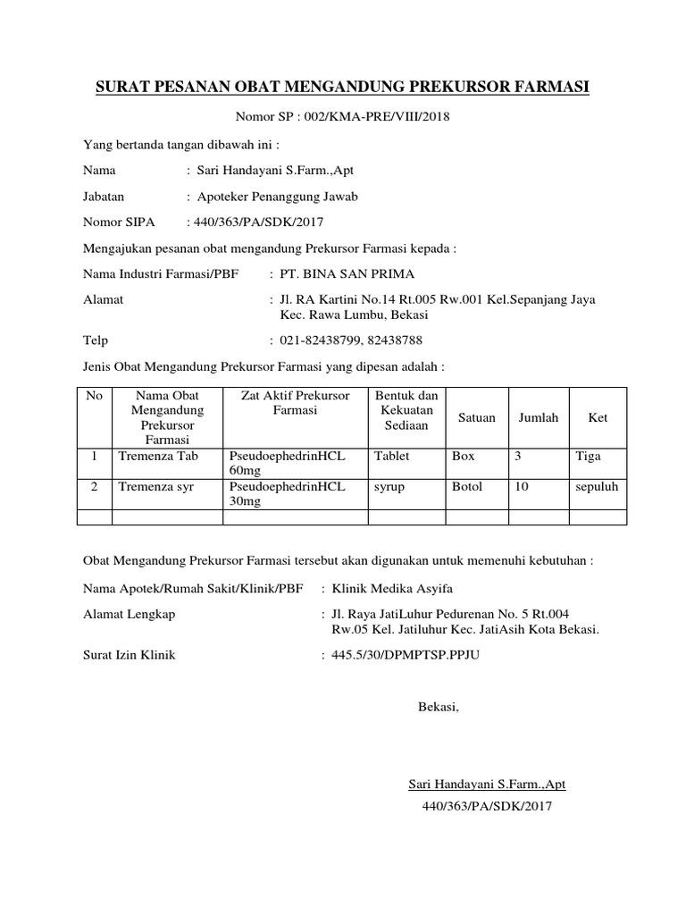 Detail Contoh Surat Pesanan Obat Nomer 32