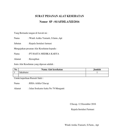 Detail Contoh Surat Pesanan Obat Nomer 5