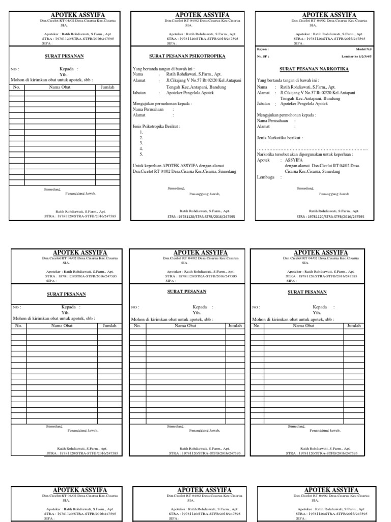 Detail Contoh Surat Pesanan Obat Nomer 38