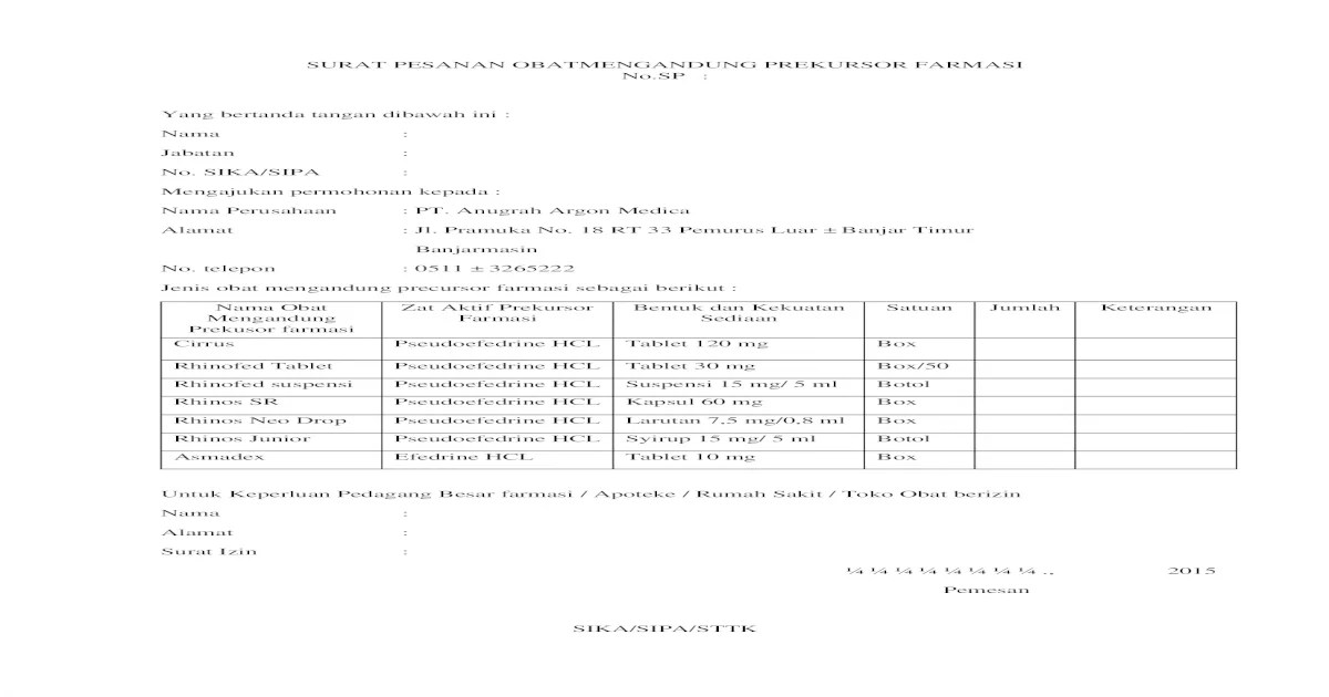 Detail Contoh Surat Pesanan Obat Nomer 40