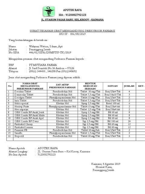 Detail Contoh Surat Pesanan Prekursor Nomer 43