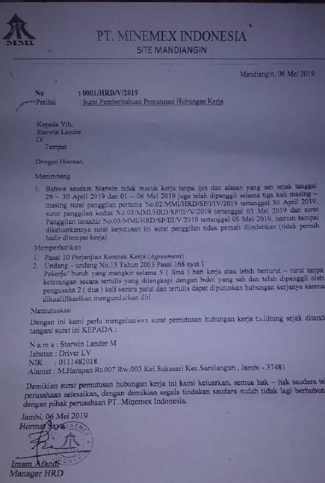 Detail Contoh Surat Phk Karena Covid Nomer 22