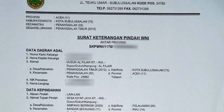 Detail Contoh Surat Pindah Antar Kabupaten Nomer 39