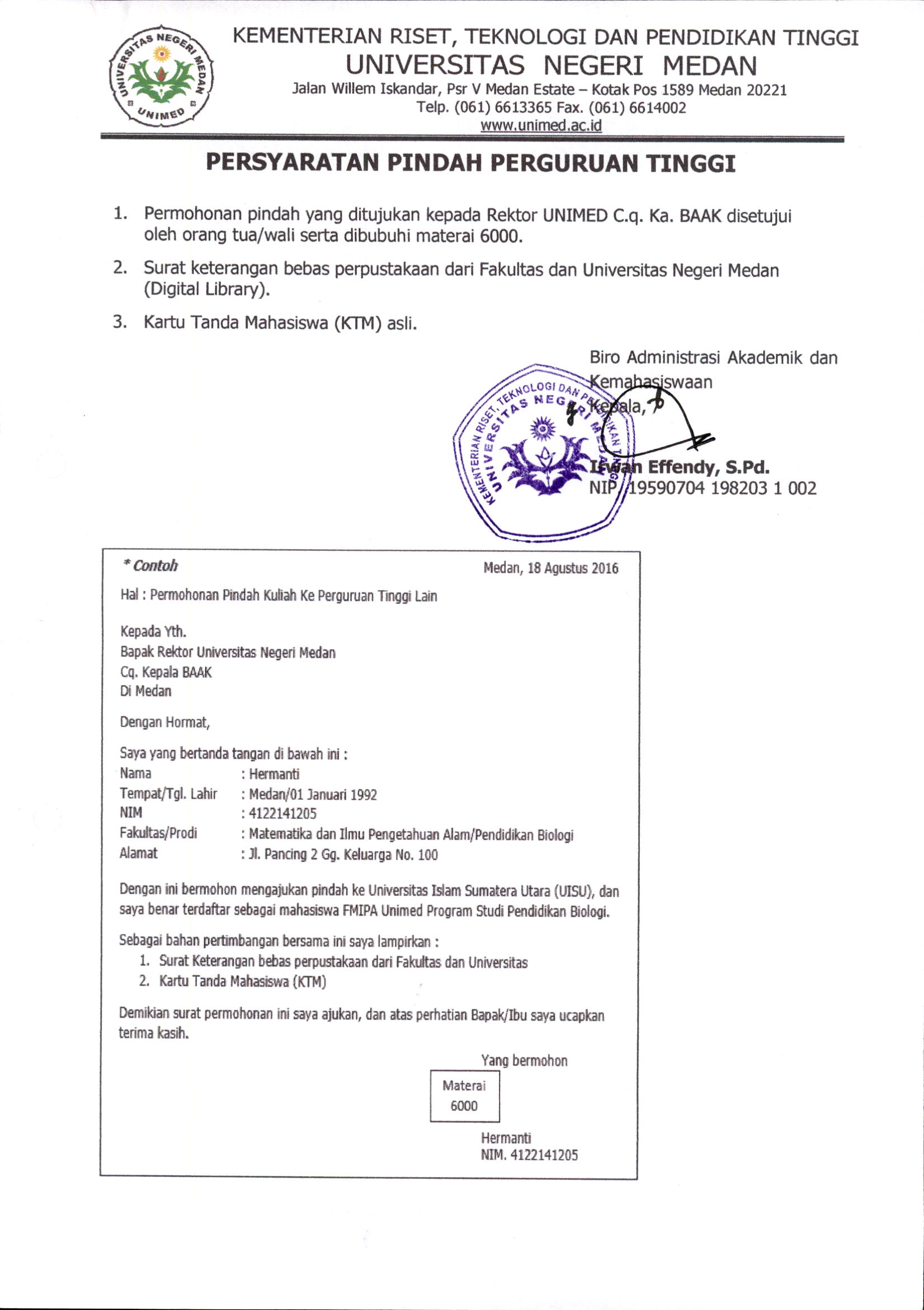 Detail Contoh Surat Pindah Kuliah Ke Universitas Lain Nomer 8