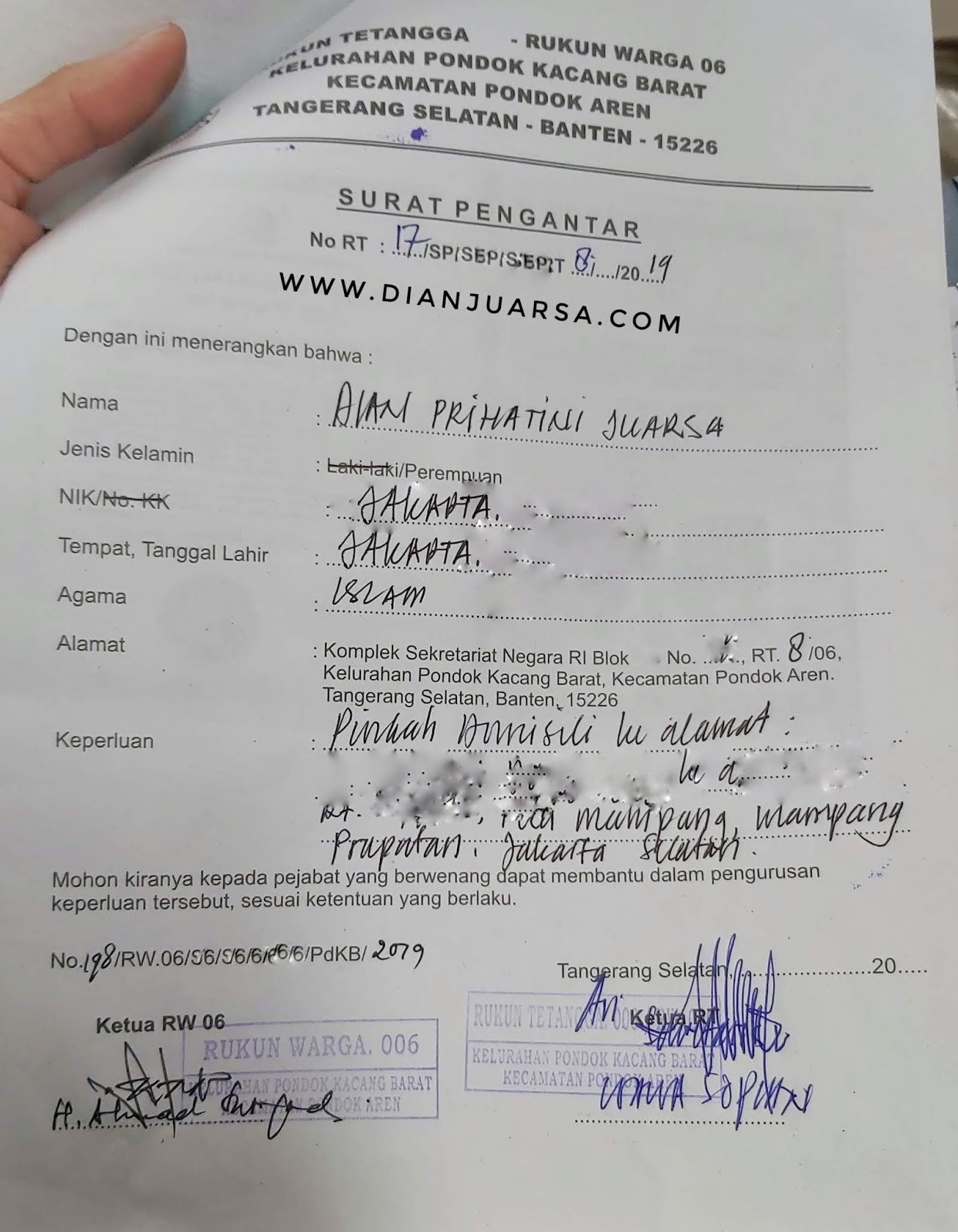 Detail Contoh Surat Pindah Penduduk Antar Provinsi Nomer 32