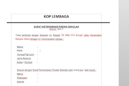 Detail Contoh Surat Pindah Sekolah Tk Nomer 46