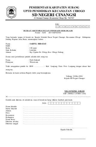 Detail Contoh Surat Pindah Sekolah Tk Nomer 54