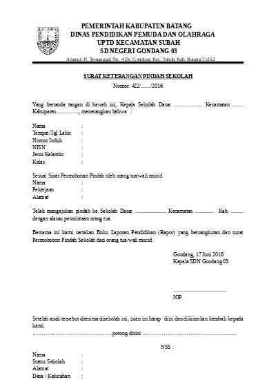 Detail Contoh Surat Pindah Siswa Nomer 18