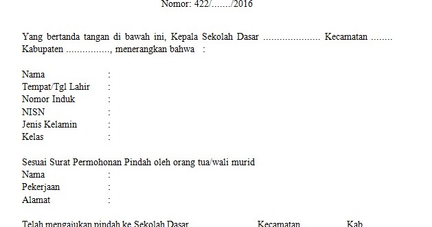 Detail Contoh Surat Pindah Siswa Nomer 22