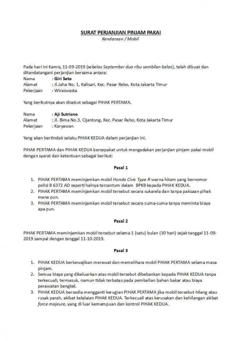 Detail Contoh Surat Pinjam Pakai Barang Bukti Nomer 15