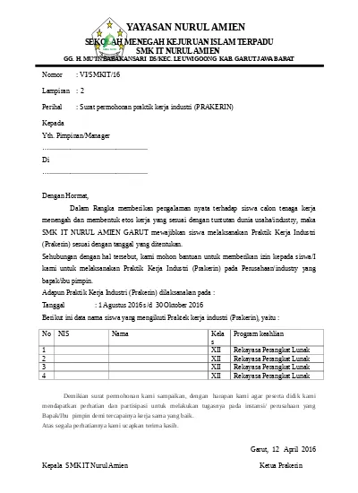 Detail Contoh Surat Pkl Dari Perusahaan Nomer 53