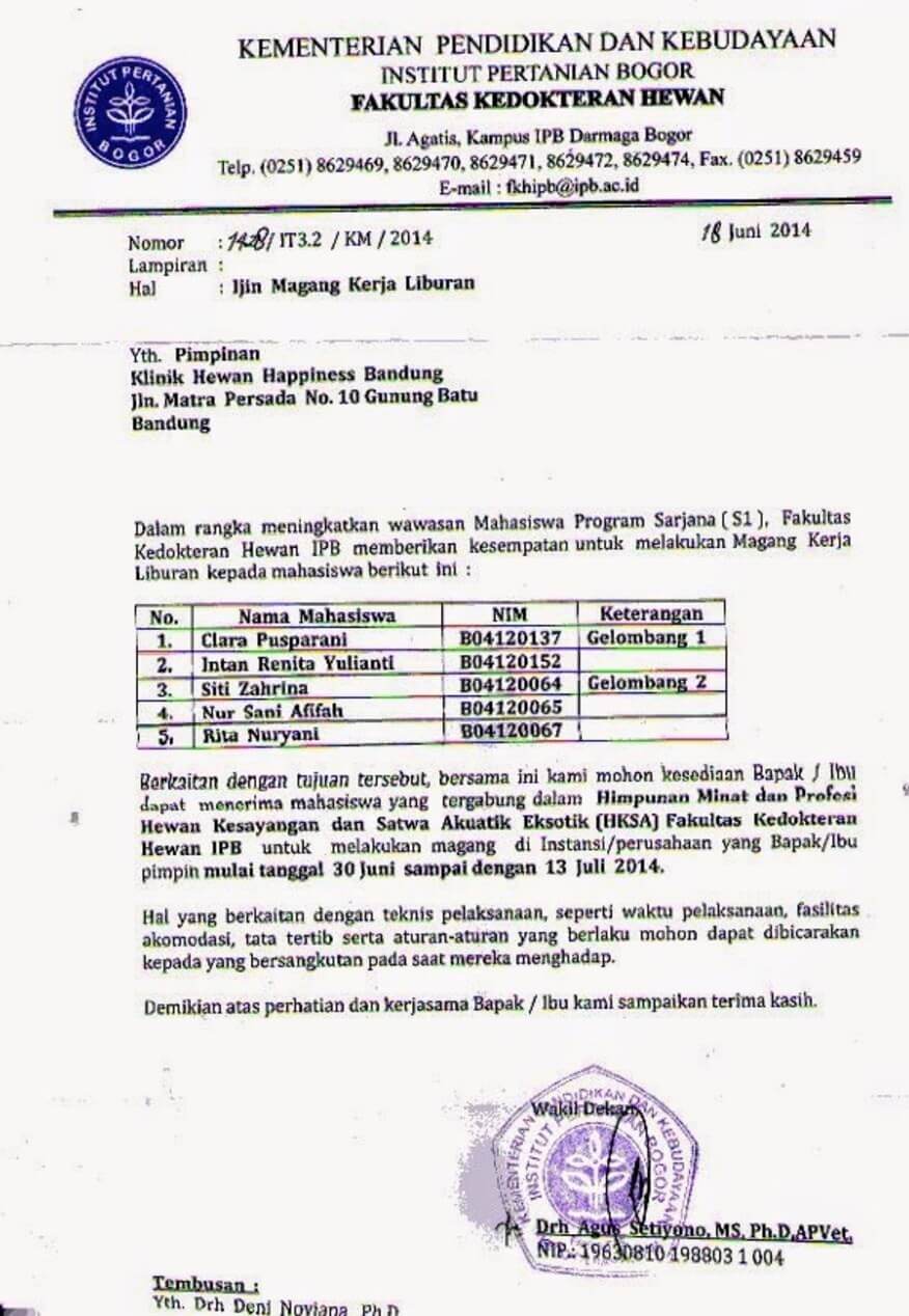 Detail Contoh Surat Pkl Mahasiswa Nomer 47