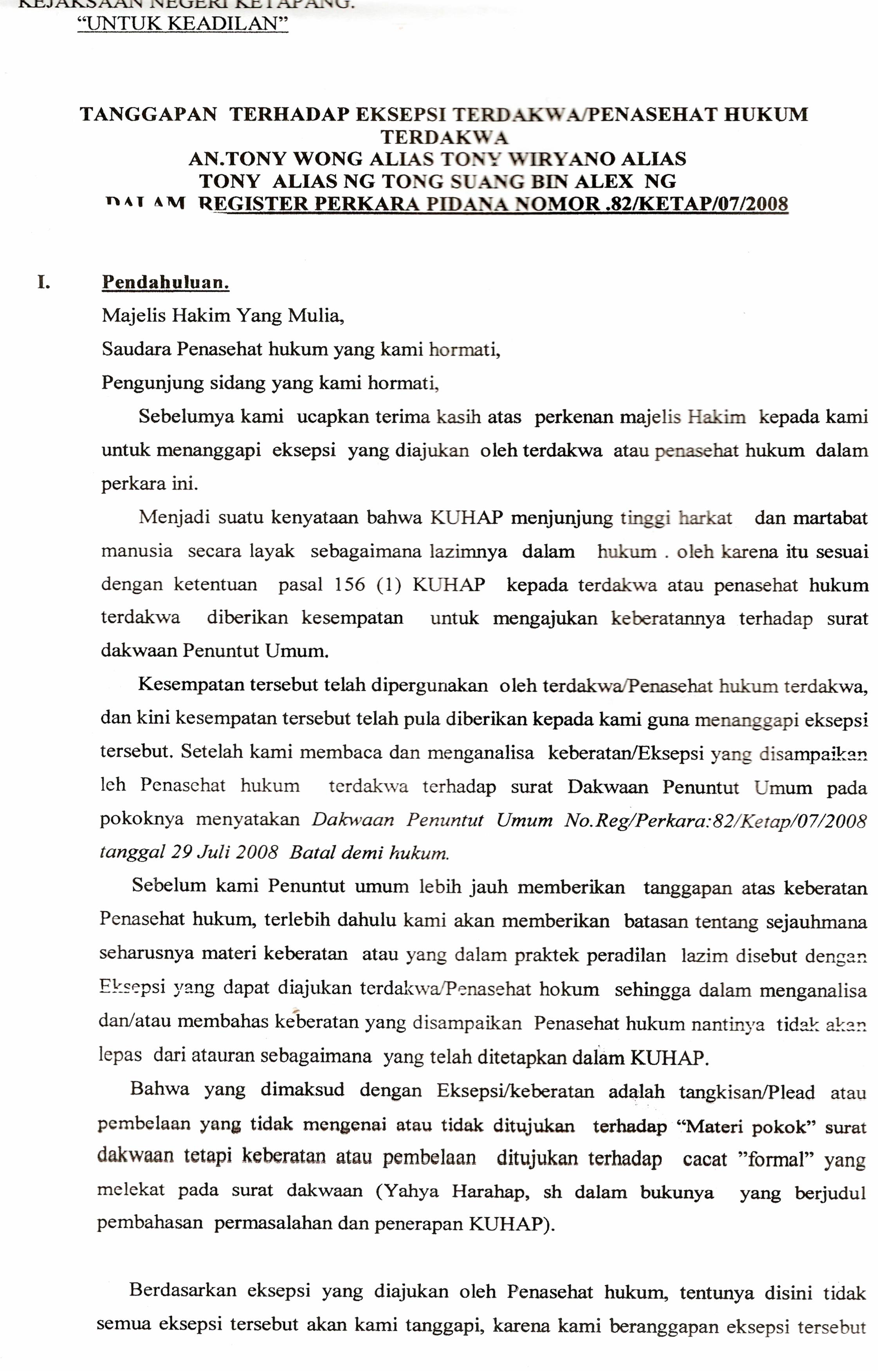 Detail Contoh Surat Pledoi Nomer 38