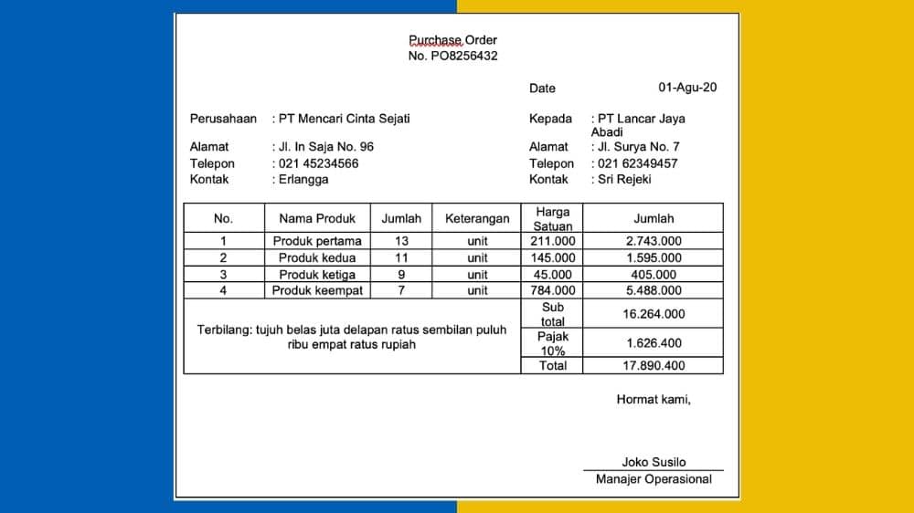 Detail Contoh Surat Po Barang Nomer 21