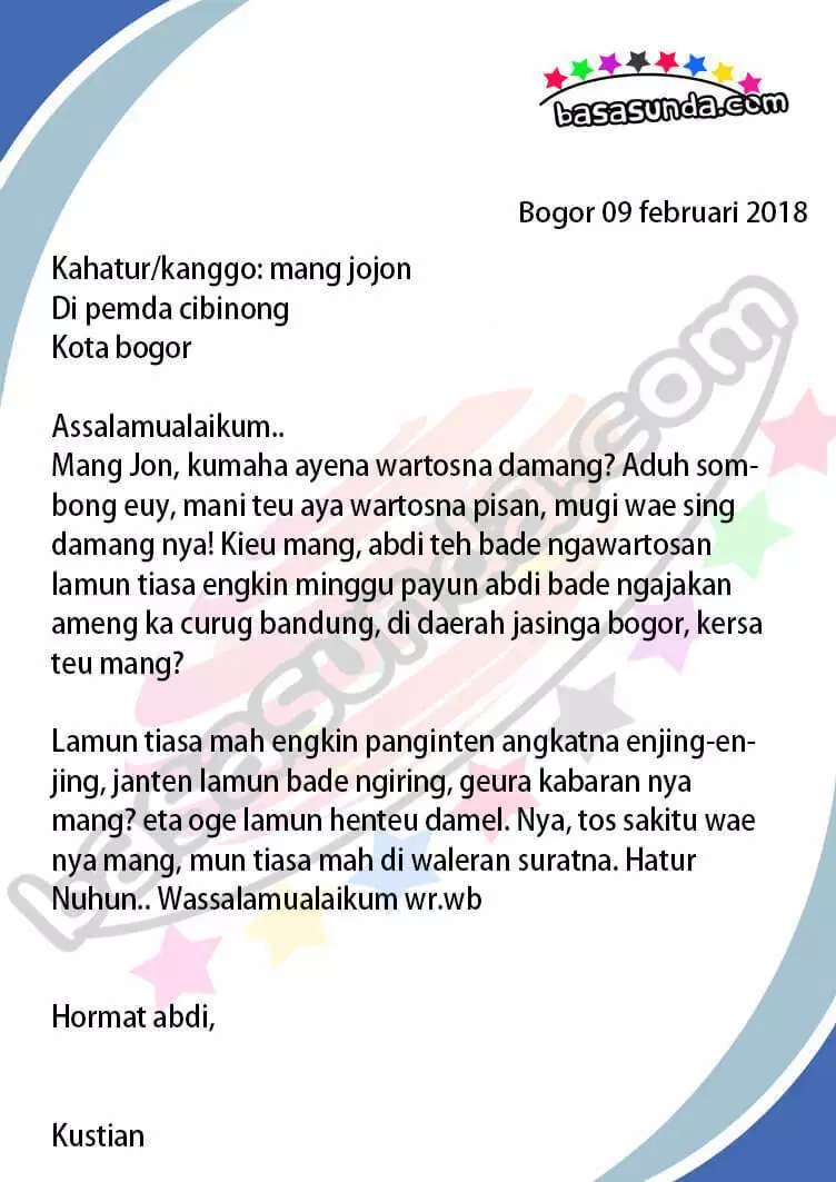 Contoh Surat Pribadi Bahasa Sunda Untuk Guru - KibrisPDR