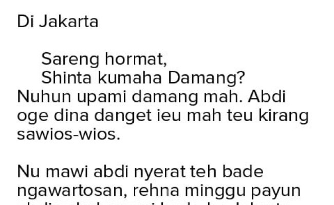 Detail Contoh Surat Pribadi Bahasa Sunda Untuk Guru Nomer 40