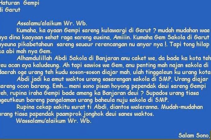 Detail Contoh Surat Pribadi Bahasa Sunda Untuk Orang Tua Nomer 46