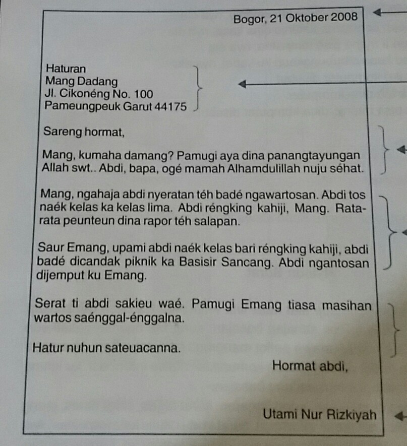 Detail Contoh Surat Pribadi Bahasa Sunda Untuk Orang Tua Nomer 9