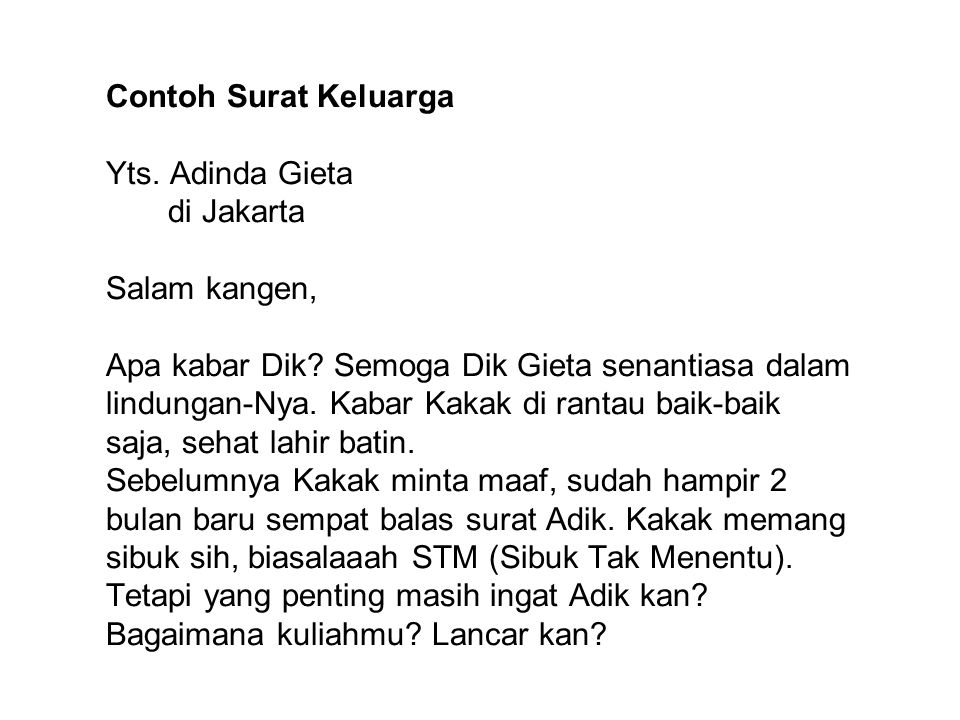 Detail Contoh Surat Pribadi Bersifat Kekeluargaan Nomer 9